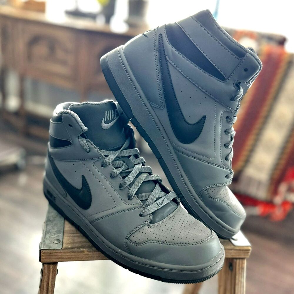 Nike Prestige 4 High Top Sneakers Lace Up Grey Black Basketball Shoes Size 13